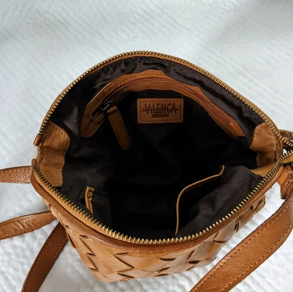 Vilenca Holland Small Brown Woven Leather Crossbody Bag Purse Daily Travel - Picture 11 of 16